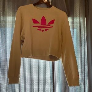 Adidas Cropped Crew Neck Sweatshirt Tan size Med NWT!